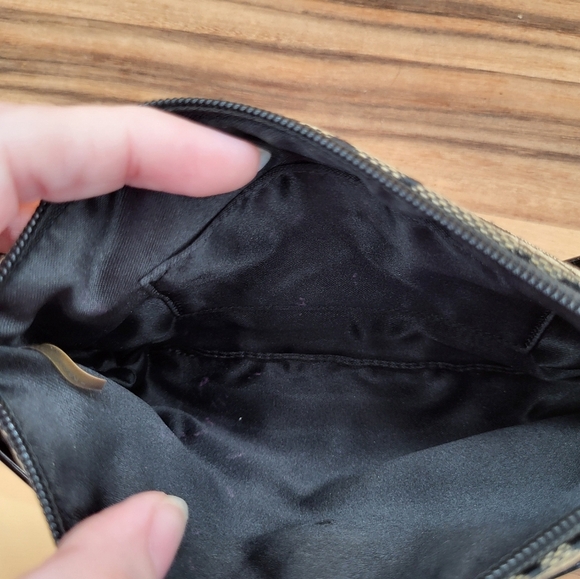 Coach Black and Tan Signature Logo Wristlet with Front Pocket - Picture 5 of 7